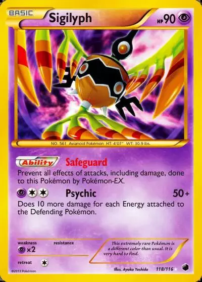 Sigilyph 118/116 Plasma Freeze Pokemon card
