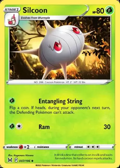 Silcoon 7/196 Lost Origin Pokemon card