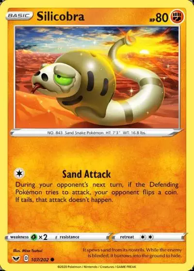 Silicobra 107/202 Sword & Shield Pokemon card