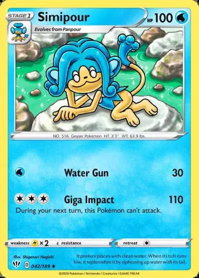 Simipour 42/189 Darkness Ablaze Pokemon card