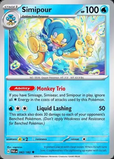 Simipour 42/182 Paradox Rift Pokemon card