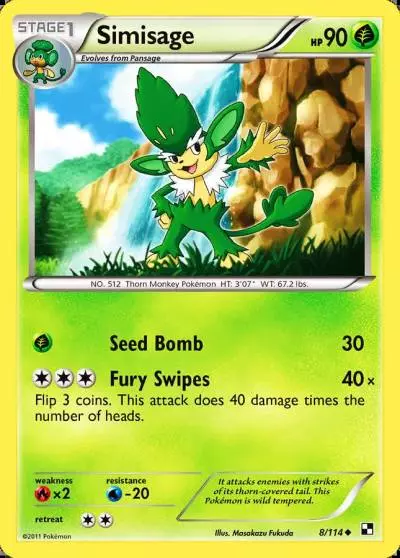 Simisage 8/114 Black & White Pokemon card