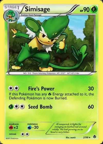 Simisage 2/98 Emerging Powers Pokemon card