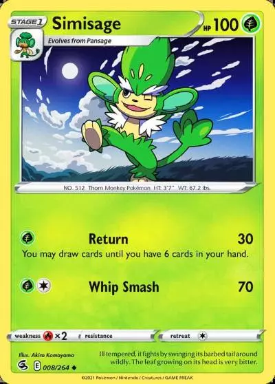 Simisage 8/264 Fusion Strike Pokemon card