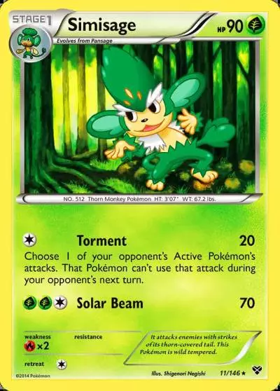 Simisage 11/146 XY Pokemon card