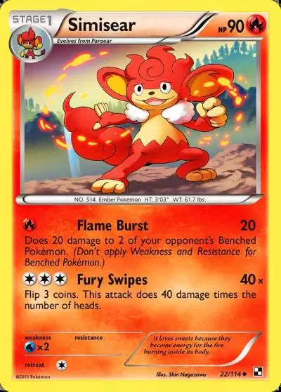 Simisear 22/114 Black & White Pokemon card