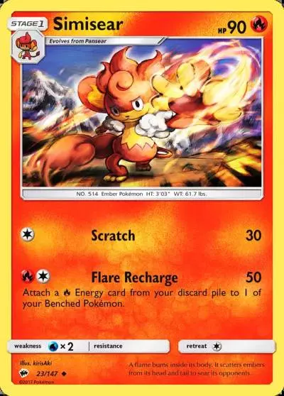 Simisear 23/147 Burning Shadows Pokemon card