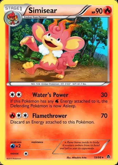 Simisear 19/98 Emerging Powers Pokemon card
