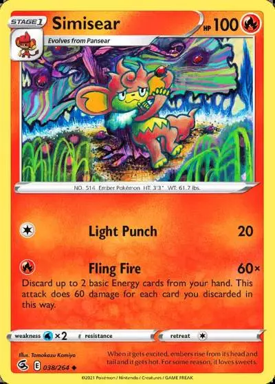 Simisear 38/264 Fusion Strike Pokemon card