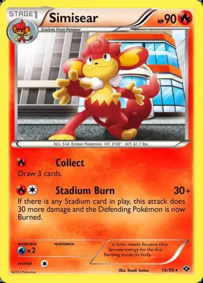 Simisear 16/99 Next Destinies Pokemon card