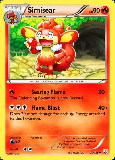 Simisear 20/135 Plasma Storm Pokemon card