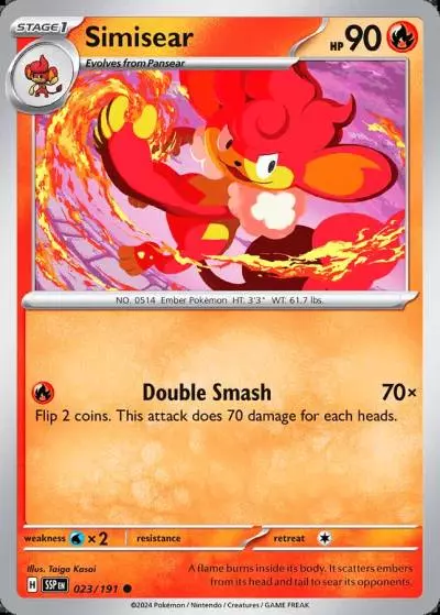 Simisear 23/191 Surging Sparks Pokemon card