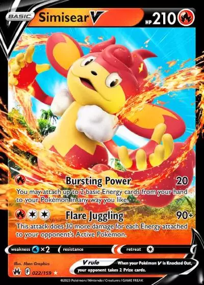 Simisear V 22/159 Crown Zenith Pokemon card