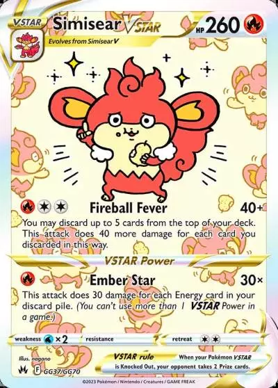 Simisear VSTAR GG37/70 Crown Zenith Galarian Gallery Pokemon card