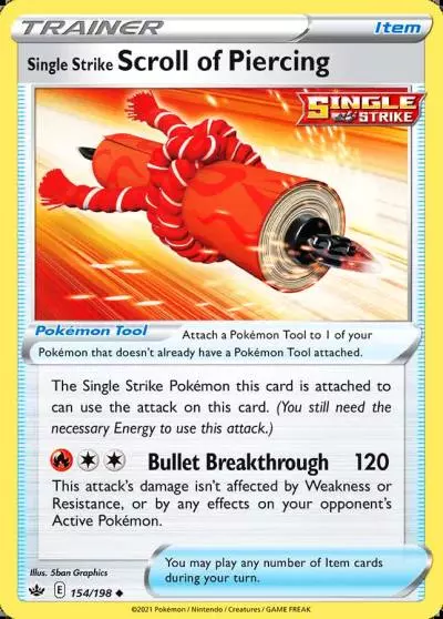 Single Strike Scroll of Piercing 154/198 Chilling Reign Pokemon card