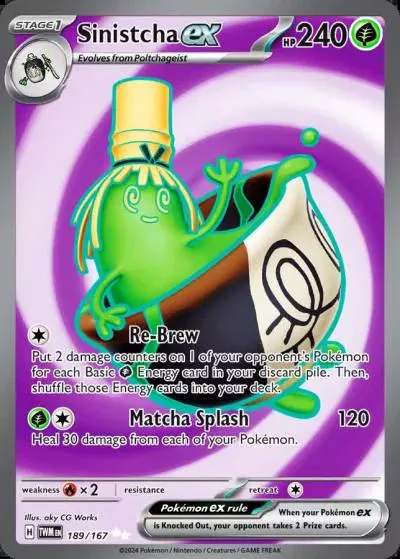 Sinistcha ex 189/167 Twilight Masquerade Pokemon card
