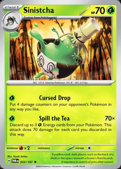 Sinistcha 22/167 Twilight Masquerade Pokemon card