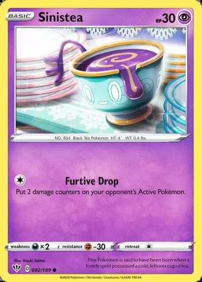 Sinistea 82/189 Darkness Ablaze Pokemon card