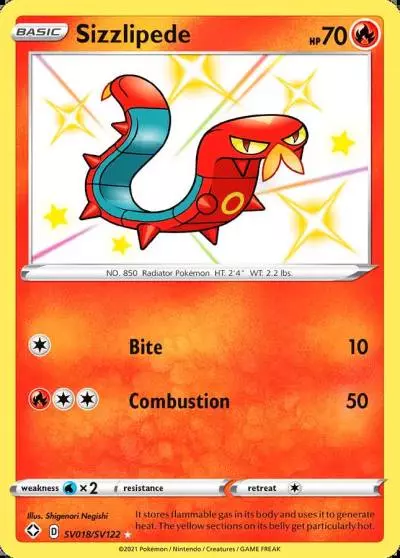 Sizzlipede SV018/122 Shining Fates Shiny Vault Pokemon card