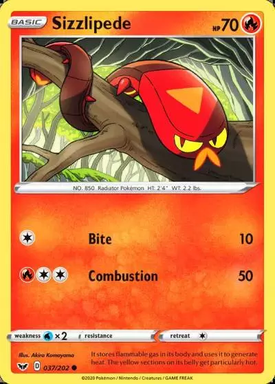 Sizzlipede 37/202 Sword & Shield Pokemon card