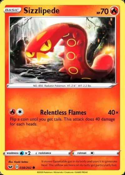 Sizzlipede 38/202 Sword & Shield Pokemon card