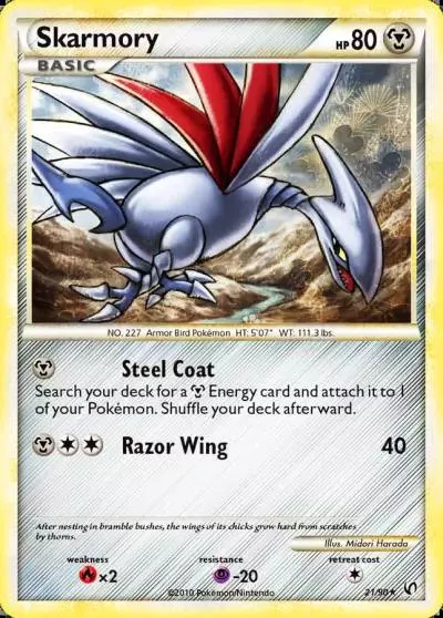 Skarmory 21/90 HS—Undaunted Pokemon card