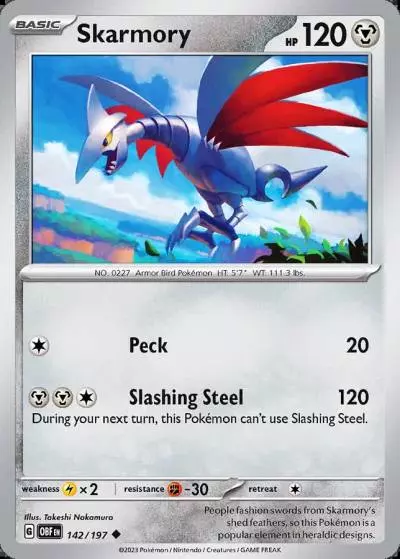 Skarmory 142/197 Obsidian Flames Pokemon card