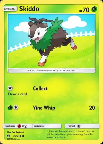 Skiddo 35/214 Lost Thunder Pokemon card