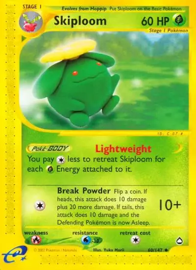 Skiploom 60/147 Aquapolis Pokemon card