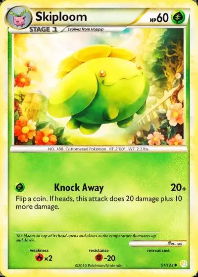Skiploom 51/123 HeartGold & SoulSilver Pokemon card