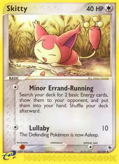 Skitty 44/109 Ruby & Sapphire Pokemon card