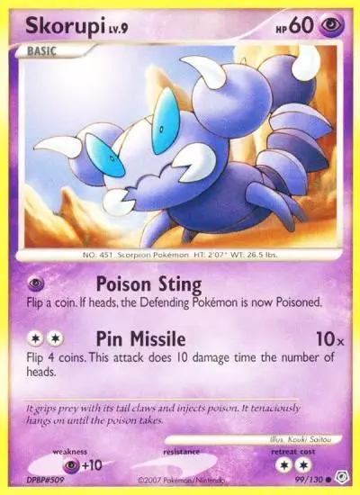 Skorupi 99/130 Diamond & Pearl Pokemon card