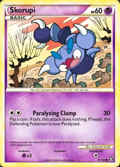 Skorupi 76/102 HS—Triumphant Pokemon card