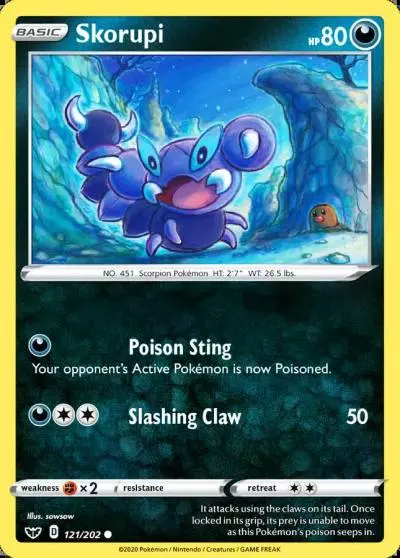 Skorupi 121/202 Sword & Shield Pokemon card