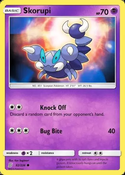 Skorupi 82/236 Unified Minds Pokemon card