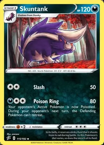 Skuntank 115/192 Rebel Clash Pokemon card