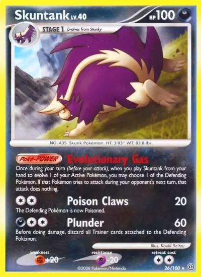 Skuntank 26/100 Stormfront Pokemon card