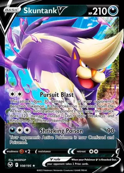 Skuntank V 108/195 Silver Tempest Pokemon card