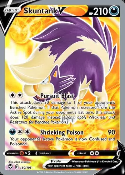 Skuntank V 180/195 Silver Tempest Pokemon card
