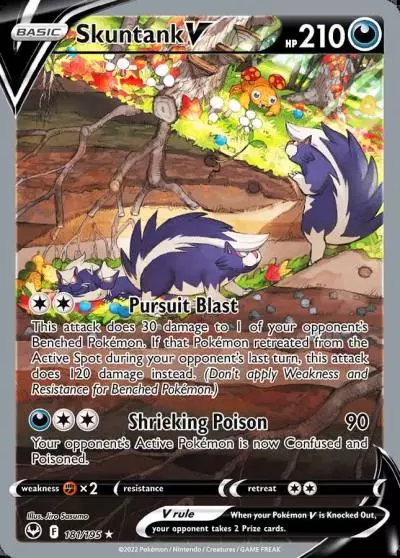 Skuntank V 181/195 Silver Tempest Pokemon card