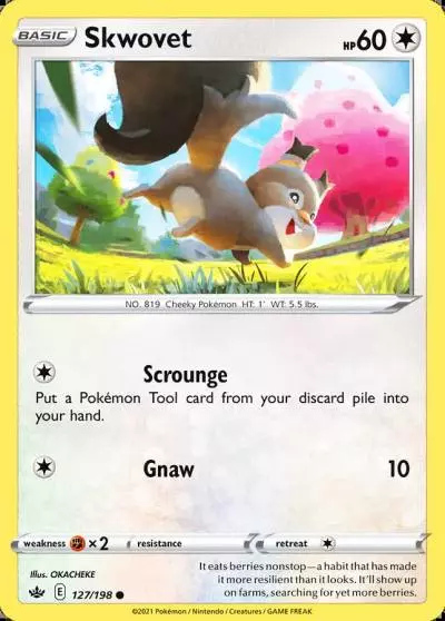 Skwovet 127/198 Chilling Reign Pokemon card