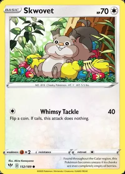 Skwovet 152/189 Darkness Ablaze Pokemon card