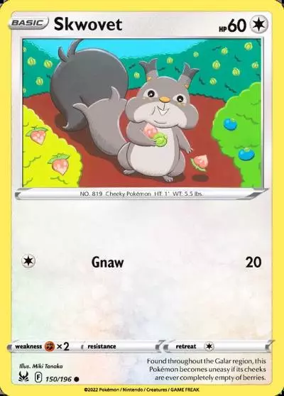 Skwovet 150/196 Lost Origin Pokemon card