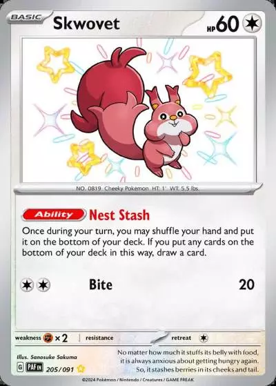 Skwovet 205/91 Paldean Fates Pokemon card