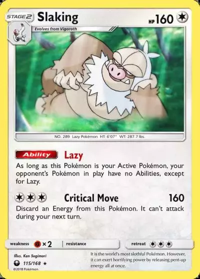 Slaking 115/168 Celestial Storm Pokemon card