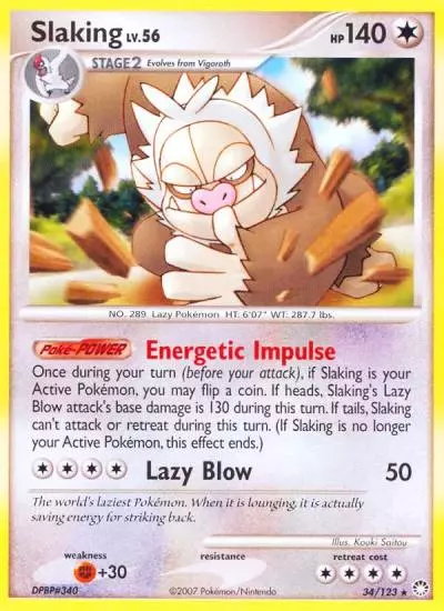 Slaking 34/123 Mysterious Treasures Pokemon card