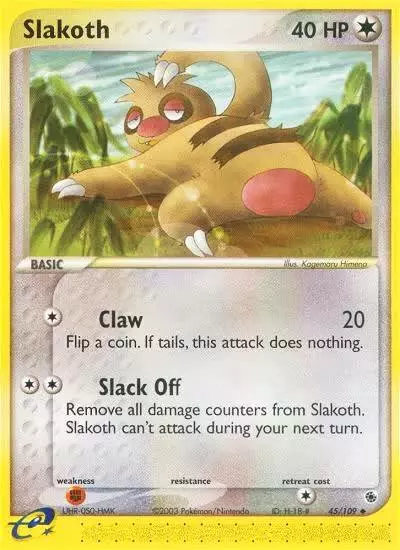 Slakoth 45/109 Ruby & Sapphire Pokemon card