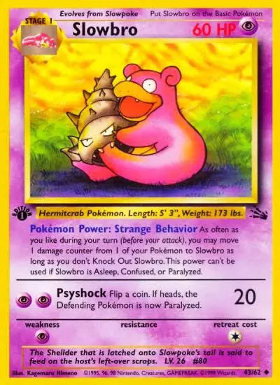 Slowbro 43/62 Fossil Pokemon card