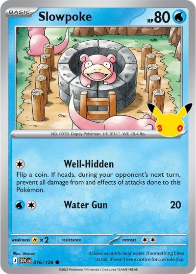 Slowpoke 16/128 30th Celebration Pokemon card