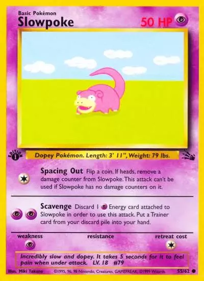 Slowpoke 55/62 Fossil Pokemon card